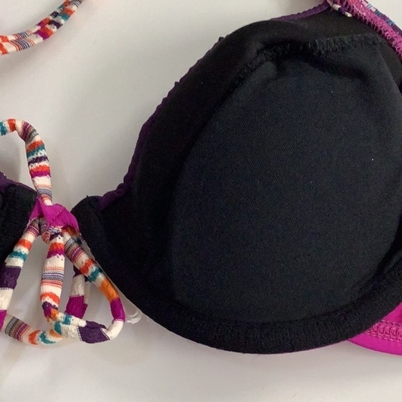 Lucky Brand Size Small Underwire Tribal Print Trim With Fringe Bikini Top. New - Picture 7 of 9